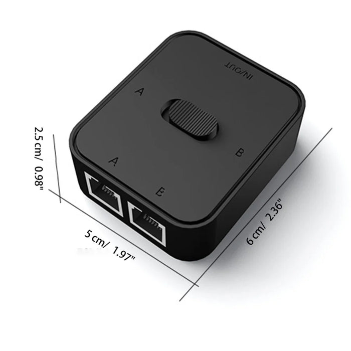 2-Port RJ45 Network Switcher Gigabit Network Splitter Power-Free Internal / External Network Switch Adapter - Black - 7