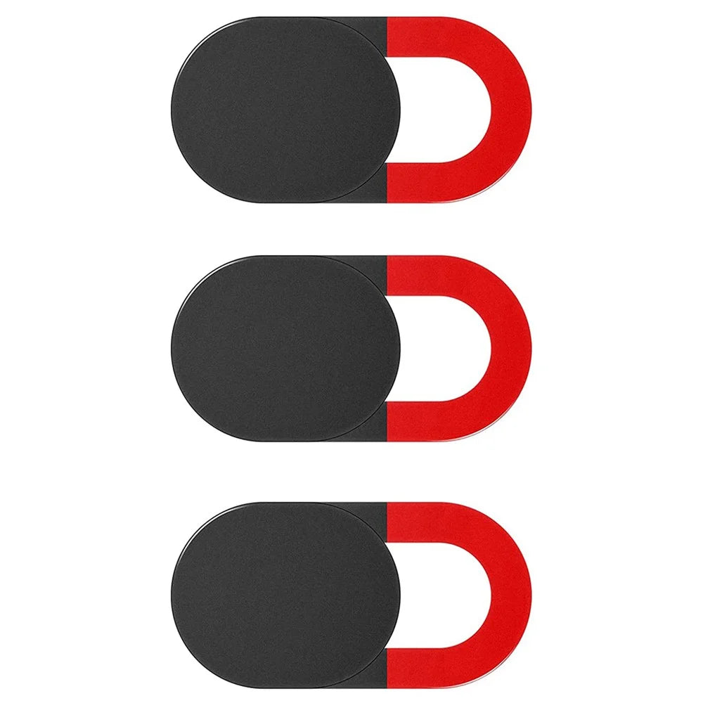 3Pcs Webcam Cover Slide Privacy Security Ultra-Thin Laptop Camera Cover Slide for Phone / Tablet / PC - Black / Red - 1