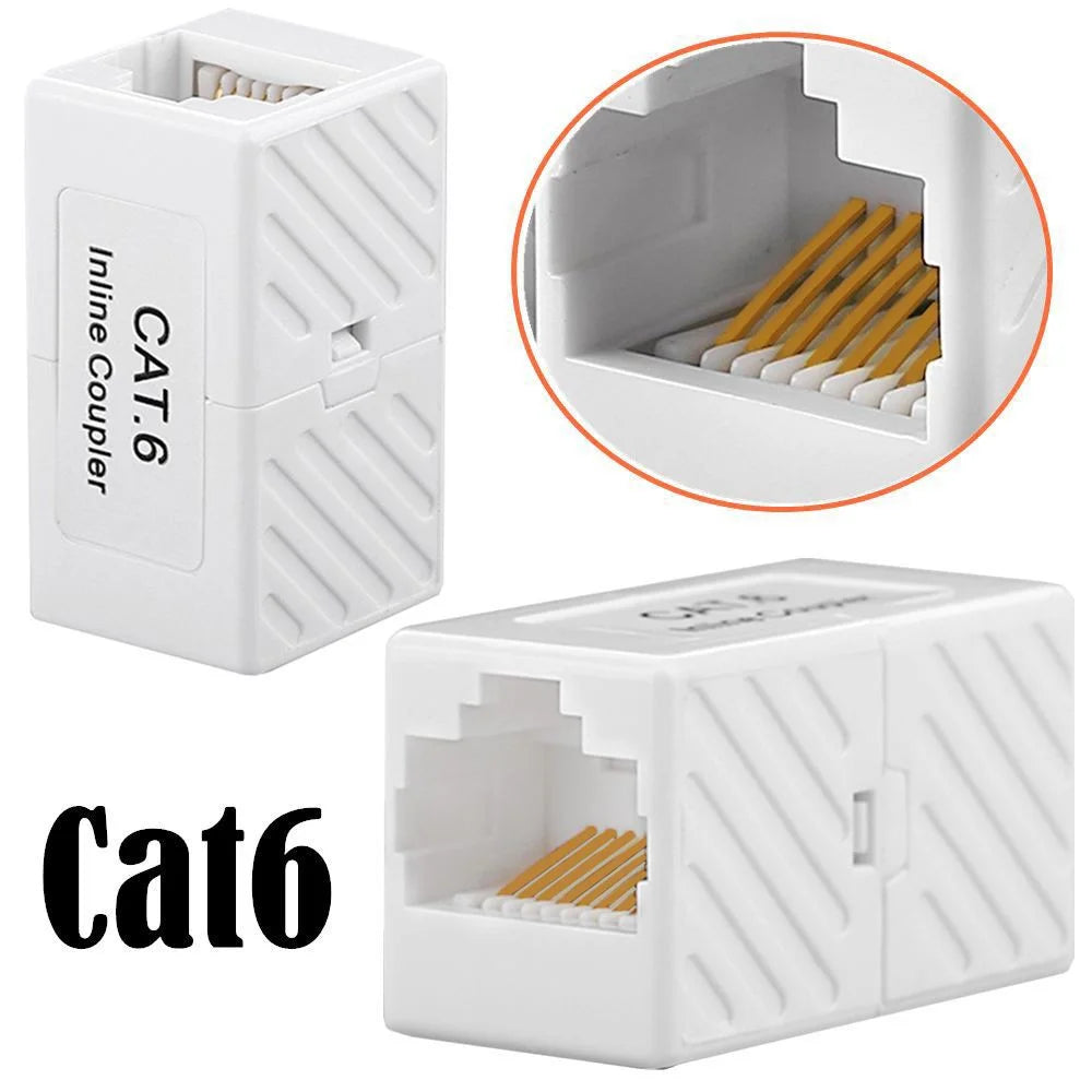 JUNSUNMAY 1Pc RJ45 Female to Female In Line Coupler Cat6 Cat5e Cat5 Ethernet Cable Extender Adapter - 2