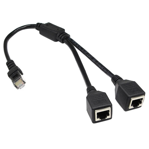 JUNSUNMAY 0.25m 1 Male to 2 Female RJ45 LAN Network Ethernet Splitter Adapter for Cat5 / Cat5e / Cat6 / Cat7 Cable - 1