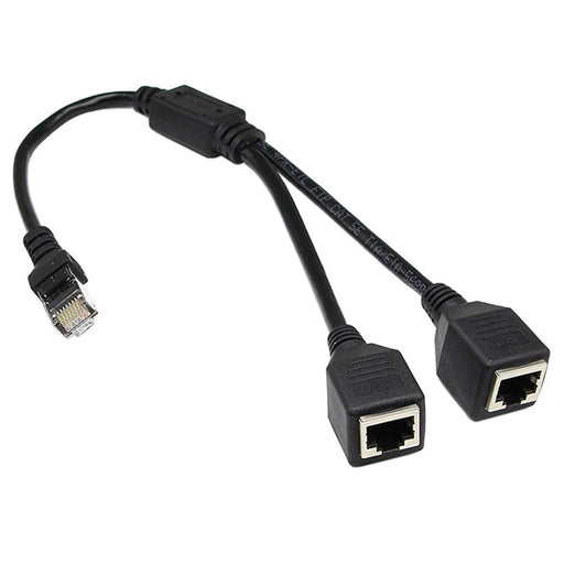 JUNSUNMAY 0.25m 1 Male to 2 Female RJ45 LAN Network Ethernet Splitter Adapter for Cat5 / Cat5e / Cat6 / Cat7 Cable - 1