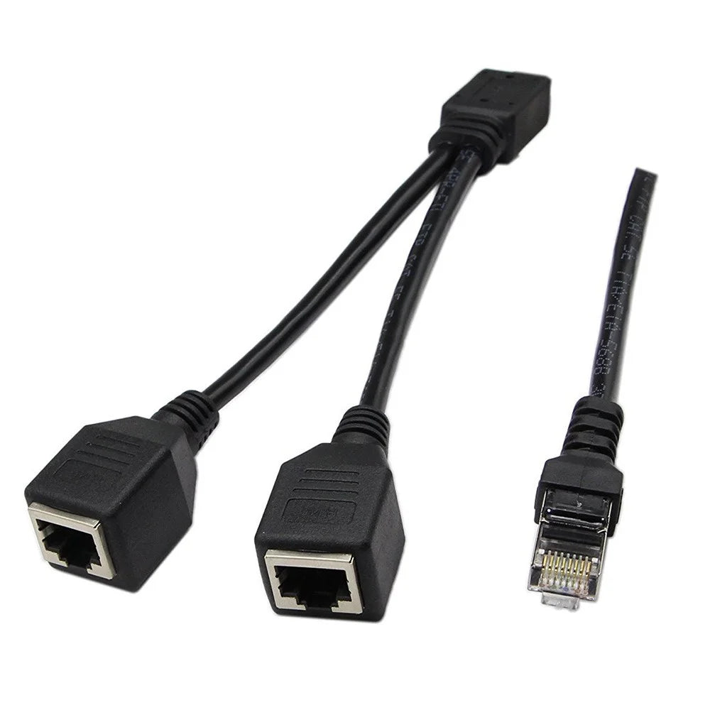 JUNSUNMAY 0.25m 1 Male to 2 Female RJ45 LAN Network Ethernet Splitter Adapter for Cat5 / Cat5e / Cat6 / Cat7 Cable - 3
