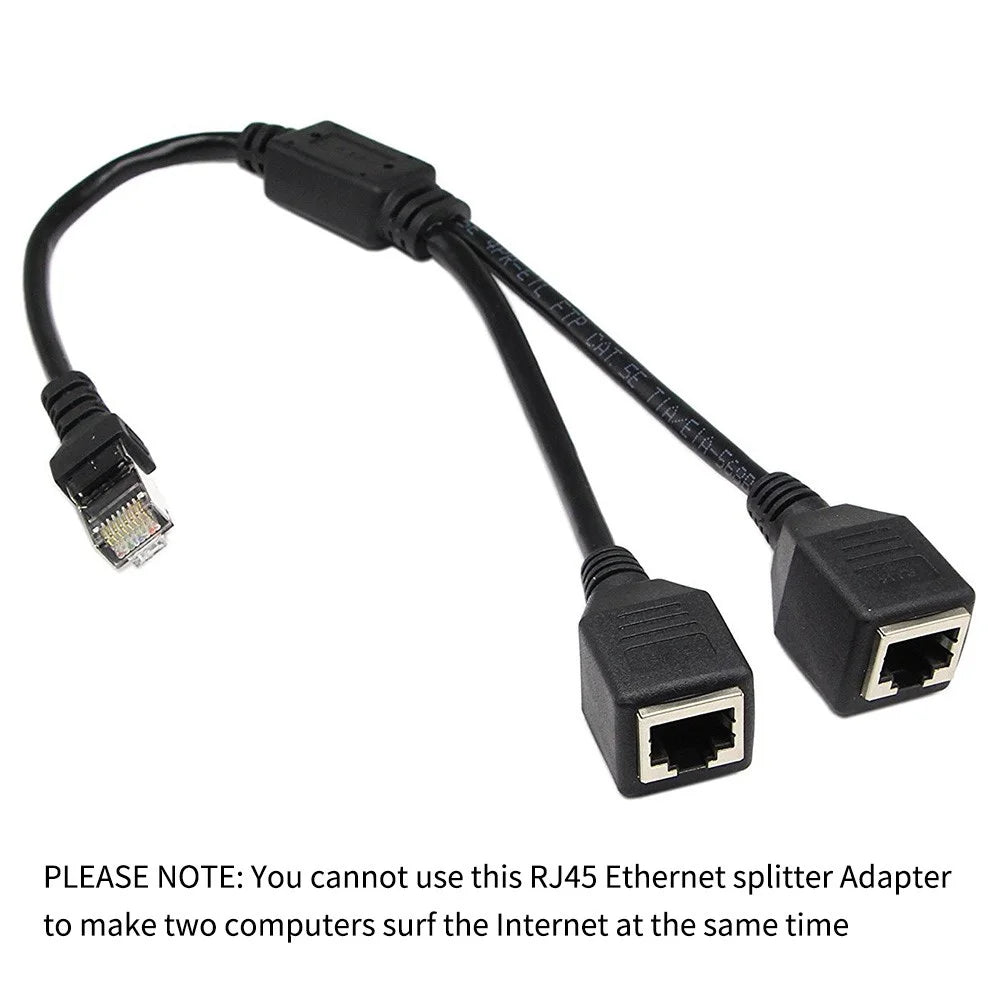 JUNSUNMAY 0.25m 1 Male to 2 Female RJ45 LAN Network Ethernet Splitter Adapter for Cat5 / Cat5e / Cat6 / Cat7 Cable - 4