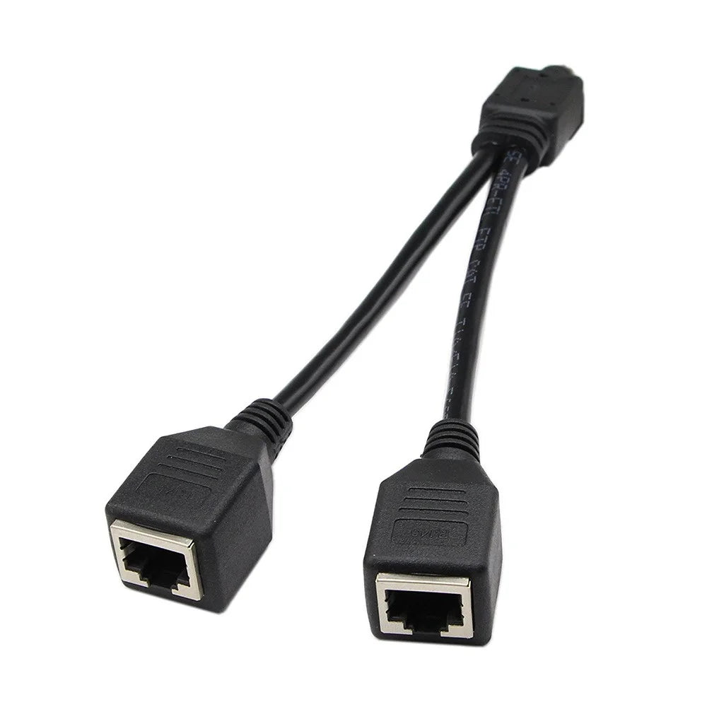 JUNSUNMAY 0.25m 1 Male to 2 Female RJ45 LAN Network Ethernet Splitter Adapter for Cat5 / Cat5e / Cat6 / Cat7 Cable - 5