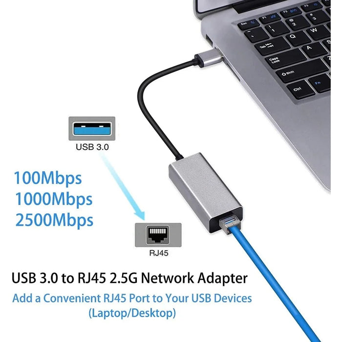 USB 3.0 Gigabit Ethernet Adapter RTL8156B 2500 / 1000 / 100Mbps RJ45 Network Card for Laptop - 2