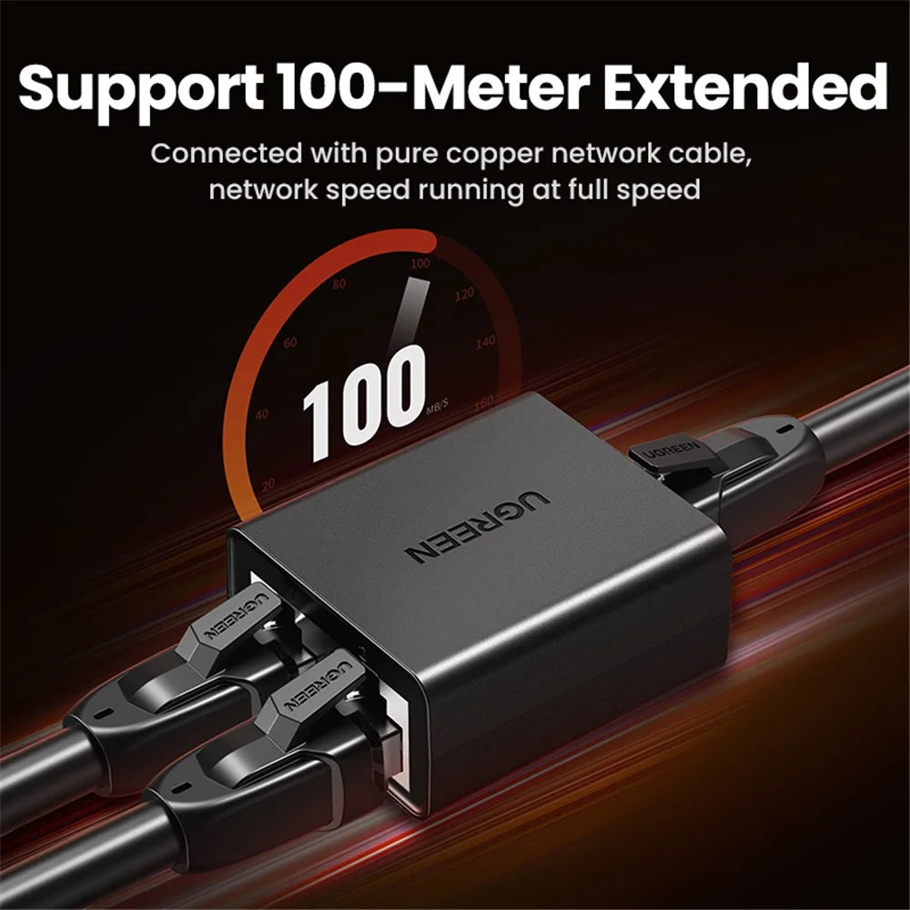 UGREEN CM210 2Pcs Network Cable Splitter Adapter One to Two Straight Extender RJ45 Connector for PC, Laptop, TV Box, Router - 4