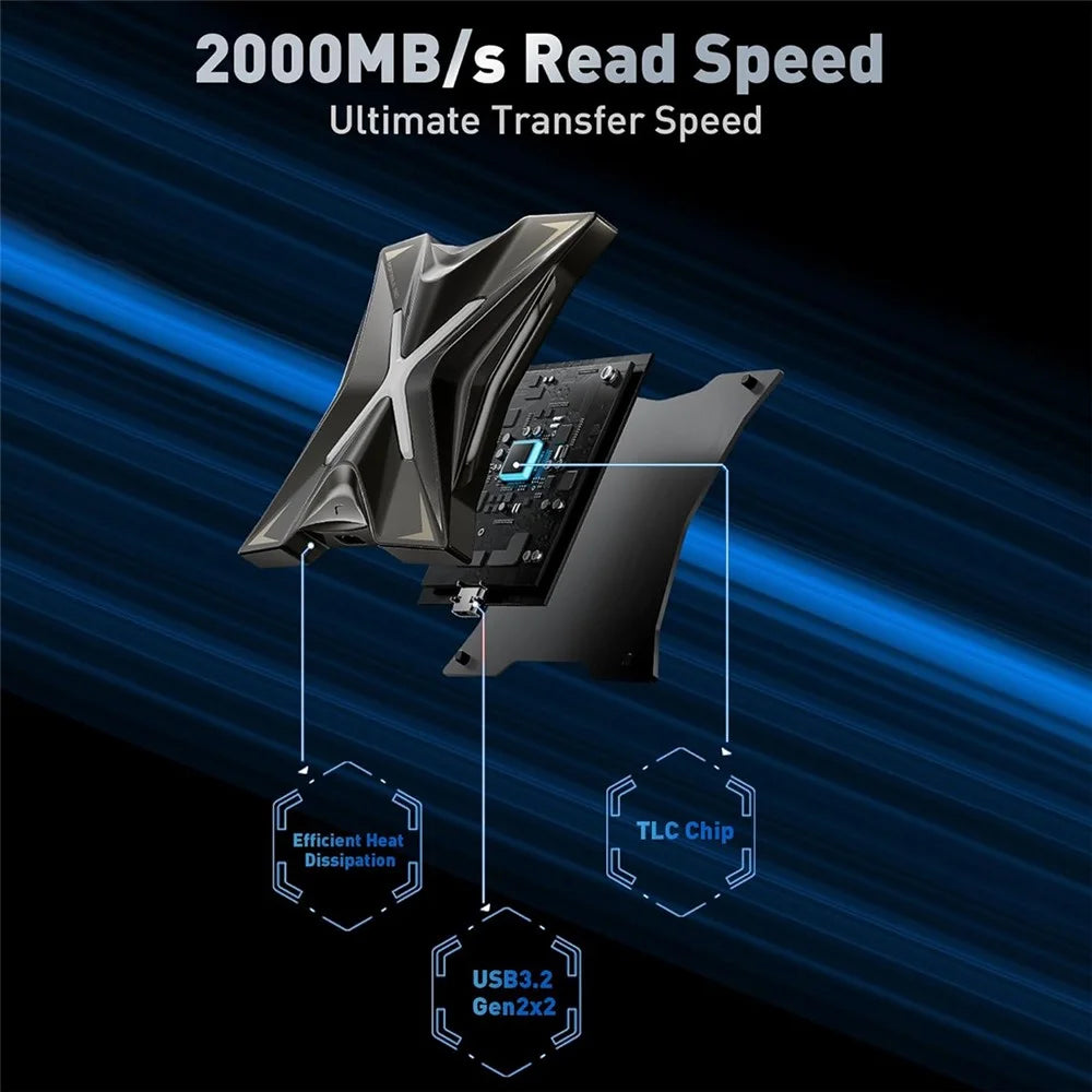 MOVE SPEED RX20 1TB Portable SSD Type-C USB 3.2 Gen 2x2 External Solid State Drive (Read: 2000MB / s, Write: 1800MB / s) - 4
