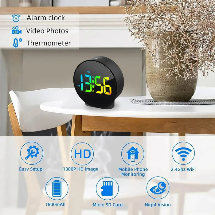 Multifunction WiFi Smart Clock Camera Baby Pet Monitor for Home Security - Round - 5