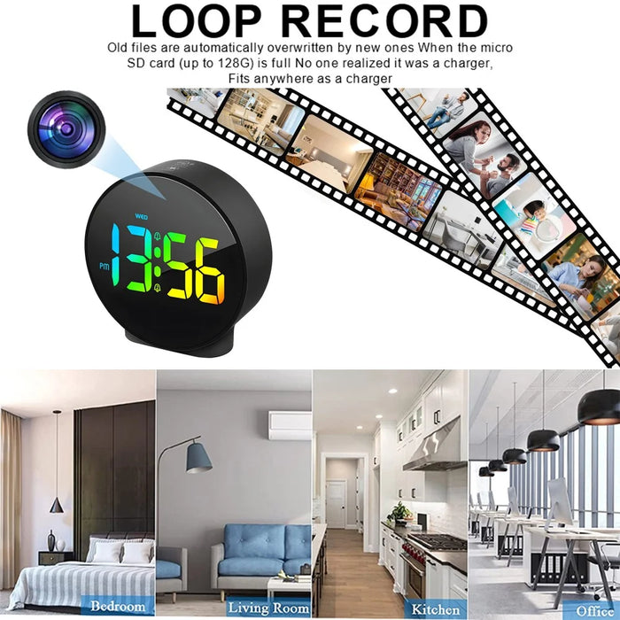 Multifunction WiFi Smart Clock Camera Baby Pet Monitor for Home Security - Round - 7