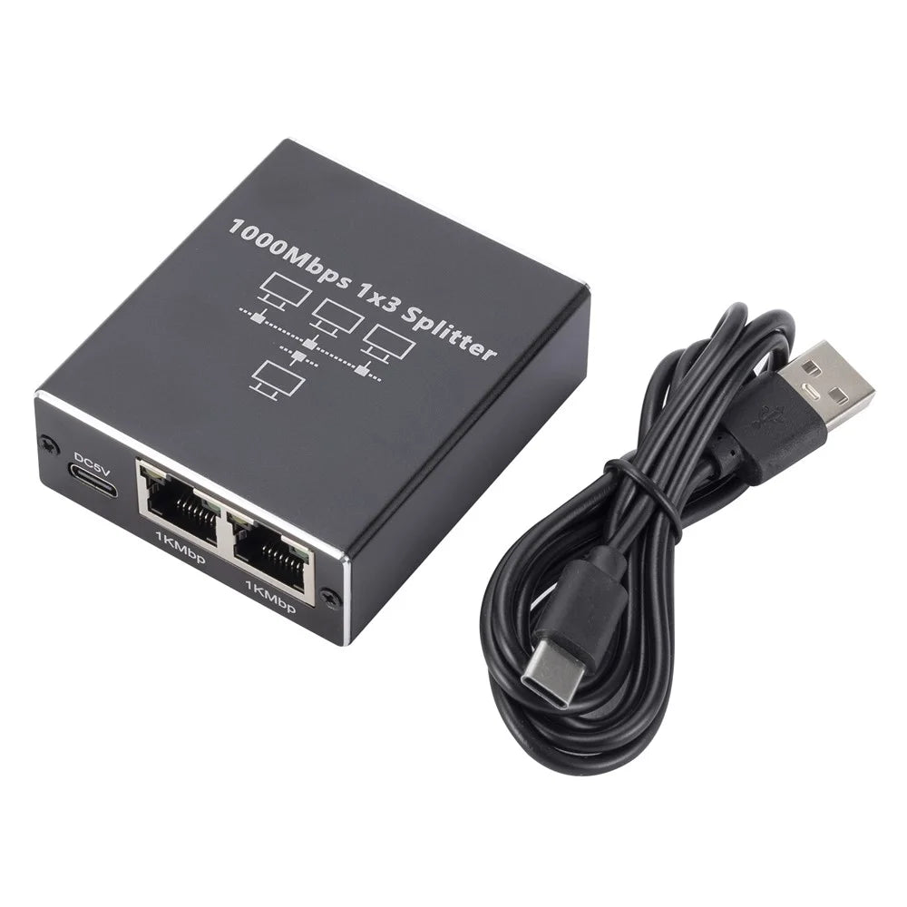 1000Mbps 3-Port Gigabit Network Switch Ethernet Splitter for Computer Hub Router - 1