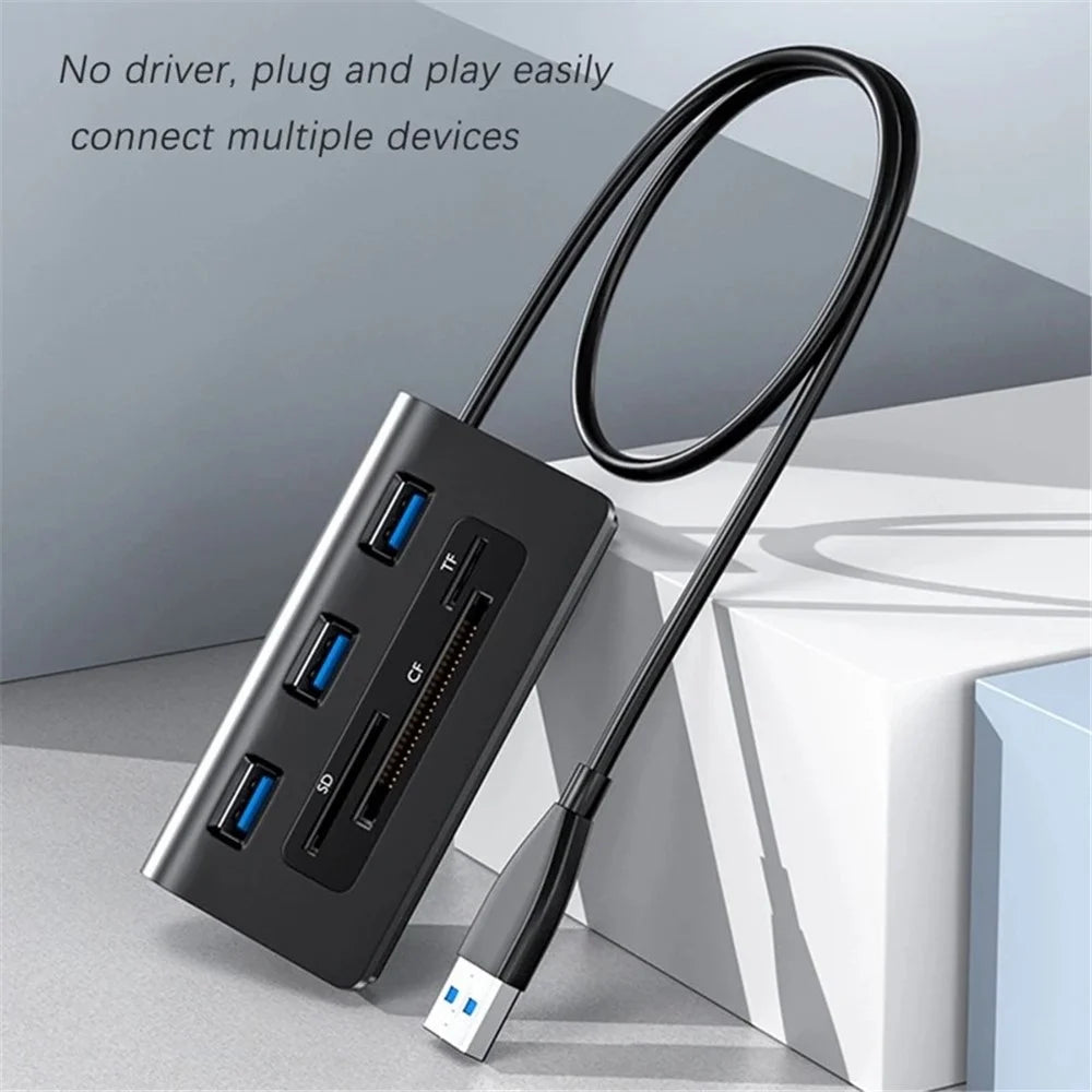 ACASIS HS0023 6-in-1 3xUSB3.0 + TF / SD / CF Card Slots USB Hub Splitter - 3