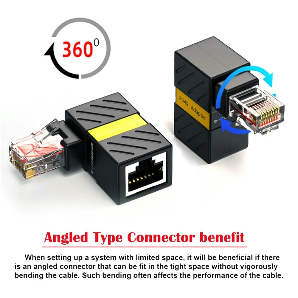 UT-022 CAT6 UTP Male to Female 360 Degree Rotating Adapter RJ45 8P8C 1000Mbps for LAN Ethernet Network - 2
