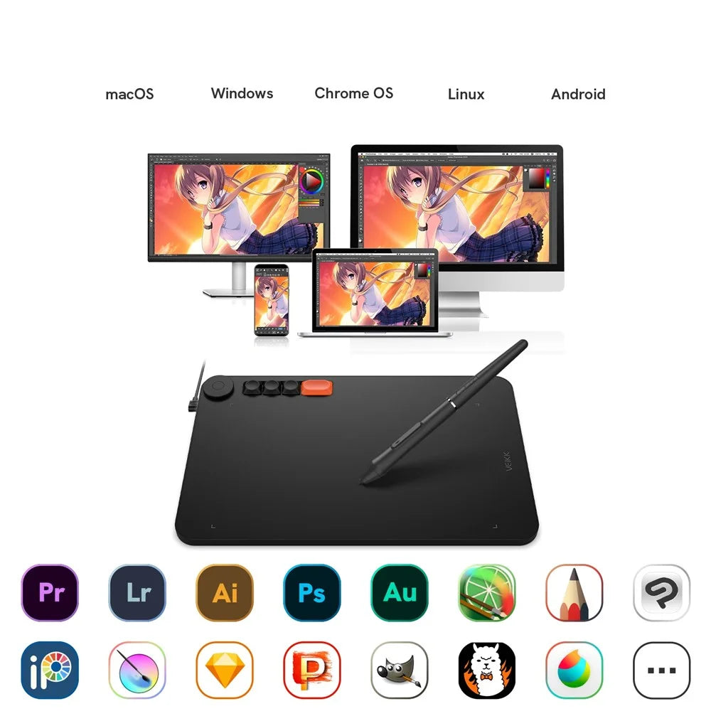VEIKK VO1060 290 PPS Graphic Drawing Tablet 60° Tilt Drawing Monitor Writing Board - 3