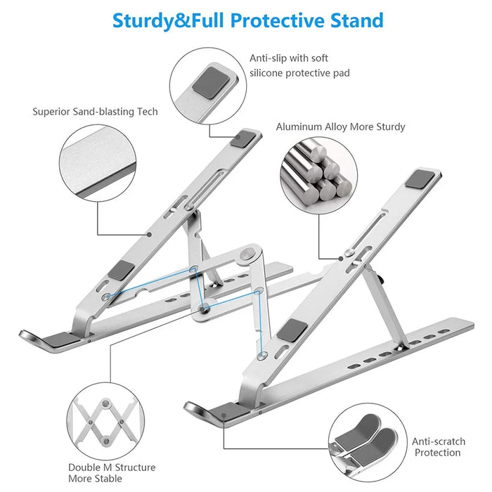 Laptop Holder Riser Computer Stand Adjustable Aluminum Foldable Portable Notebook Stand - 5