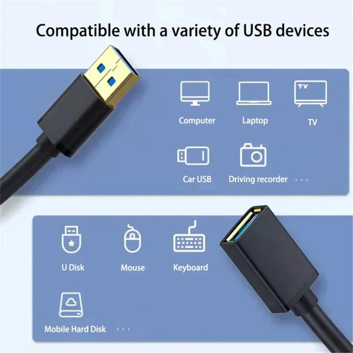 1m PVC Cord USB 3.0 Female to USB 3.0 Male Connection Line Data Transfer Cable - 7