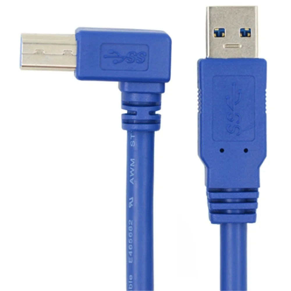 1m USB-A 3.0 Male to USB Type B Male 90 Degree Elbow Adapter Cable for Printer / Hard Drive Box - 1