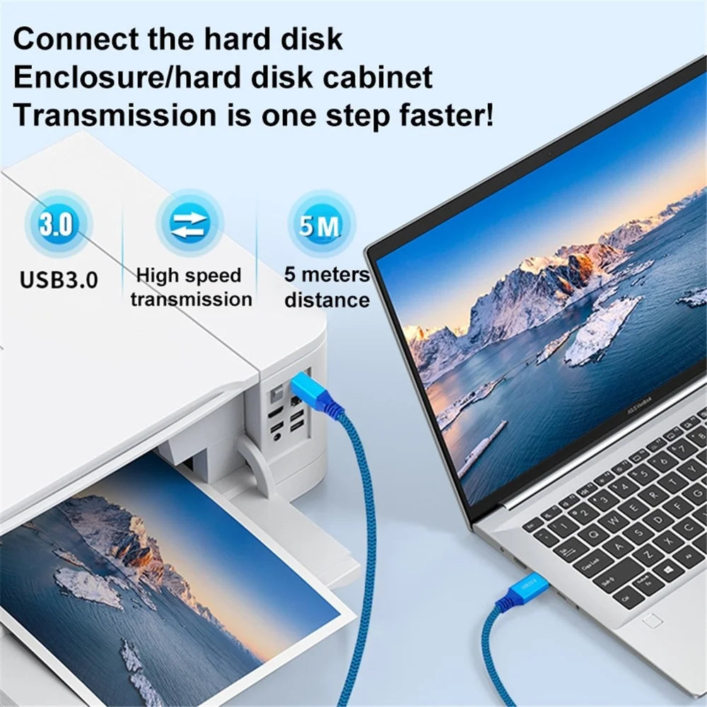 1m USB-A 3.0 Male to USB Type-B Male Connection Cable for Printer / Hard Drive Box - 7