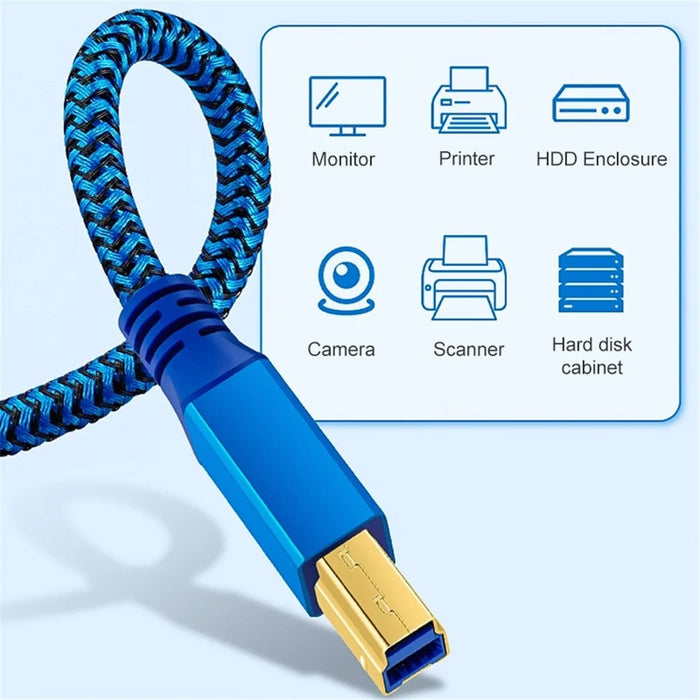 2m USB-A 3.0 Male to USB Type-B Male Connection Cable for Printer Hard Drive Box - 2