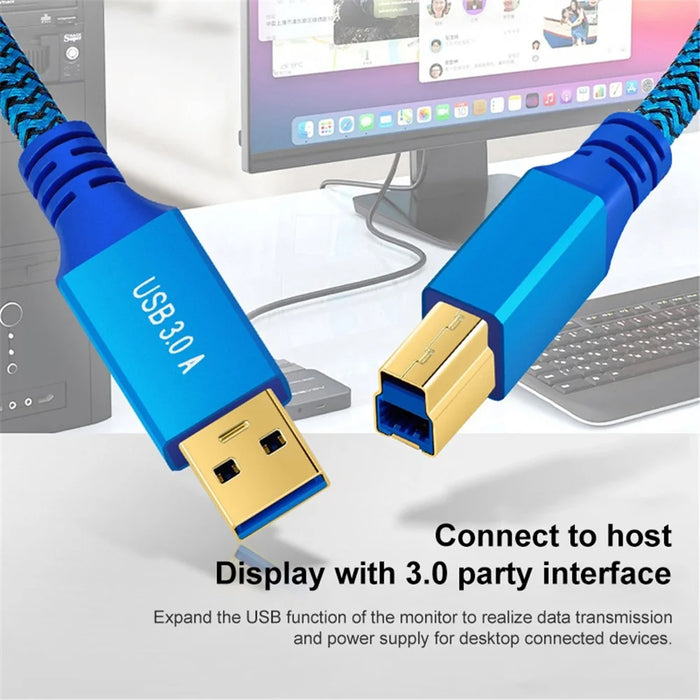 2m USB-A 3.0 Male to USB Type-B Male Connection Cable for Printer Hard Drive Box - 3