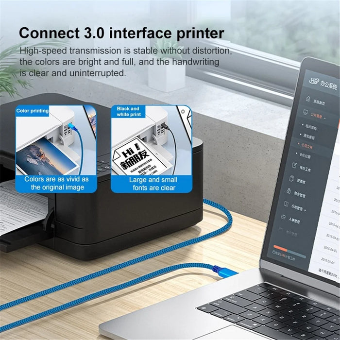 0.3m USB-A 3.0 Male to USB Type-B Male Connection Cable for Printer / Hard Drive Box - 6