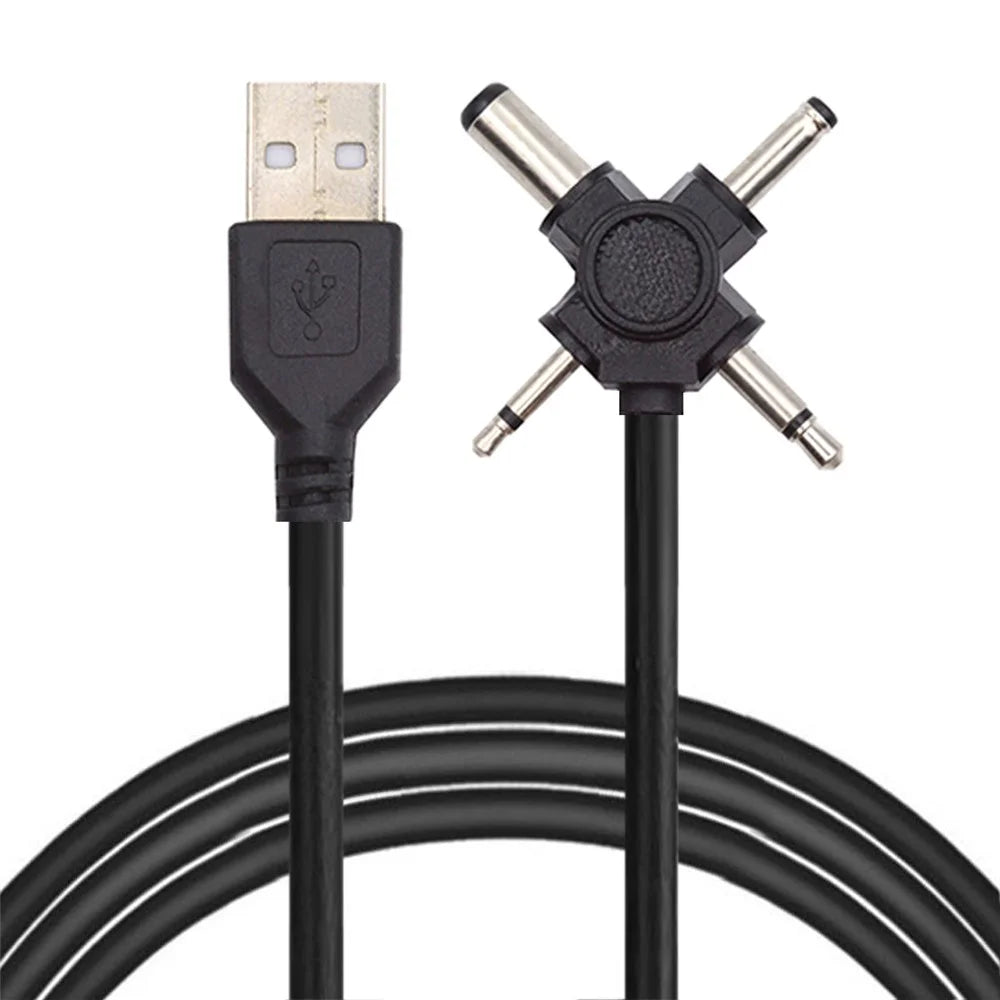 PW-010-MO 4-In-1 USB 2.0 to 5.5x2.5mm 4.0x1.7mm Mono 3.5mm 2.5mm Connector Charge Cable, 1.5m - 1