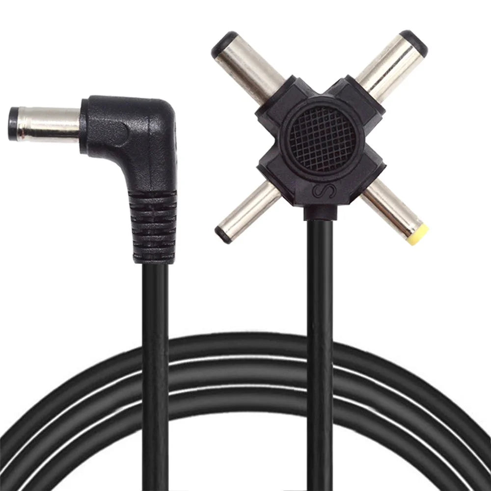 PW-010-DC Angled DC 5.5mm to DC 5.5x2.5mm 5.5x2.1mm 4.0x1.7mm 3.5x1.3mm Connector Charge Cable, 1.5m - 1