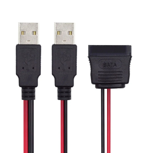 U2-070-2P DC 5V Dual USB to SATA 15-Pin Power Cable for 2.5 inch SATA HDD SSD Disk Driver, 5V 2A Max - 1