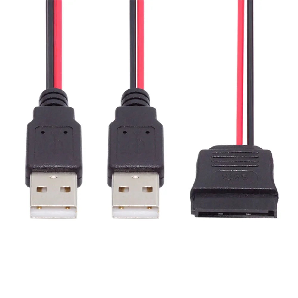 U2-070-2P DC 5V Dual USB to SATA 15-Pin Power Cable for 2.5 inch SATA HDD SSD Disk Driver, 5V 2A Max - 7