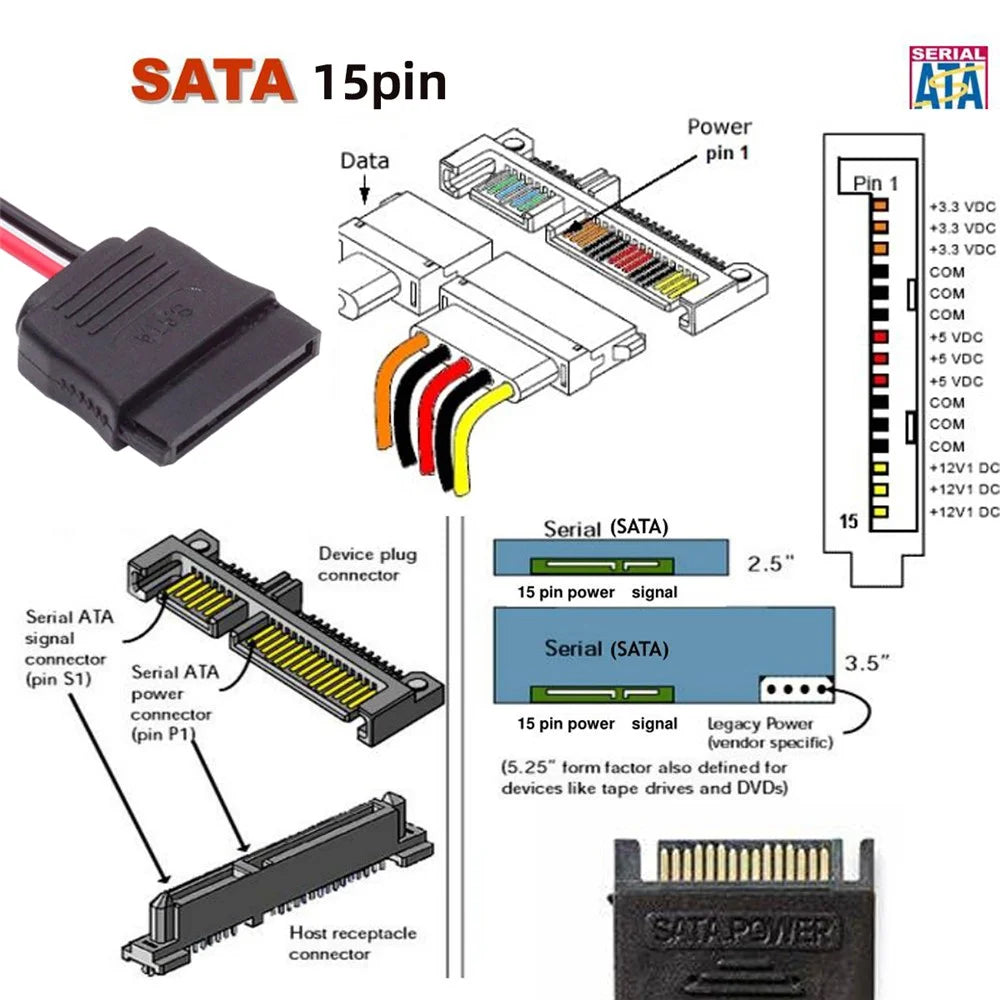 U2-070-1P DC 5V Single USB to SATA 15-Pin Power Cable for 2.5-inch SATA HDD SSD Disk Driver, 5V 2A Max - 4