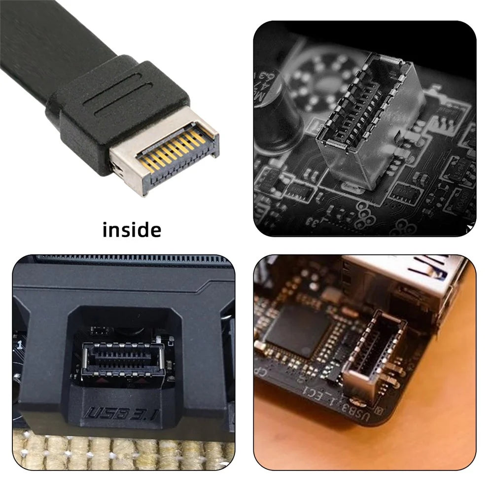 UC-037-20G USB 3.2 Type-E IDC 20Pin Front Panel Header to USB-C Female 0.5m 20Gbps Extension Cable - 6