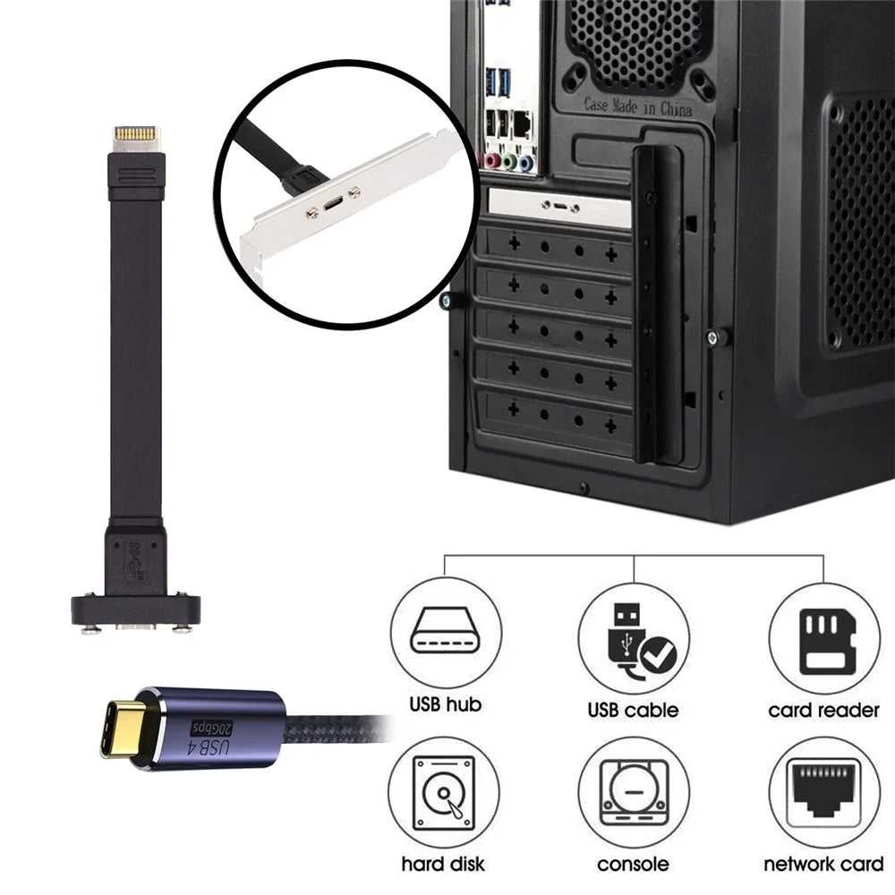 UC-037-20G USB 3.2 Type-E IDC 20Pin Front Panel Header to USB-C Female 0.5m 20Gbps Extension Cable - 7
