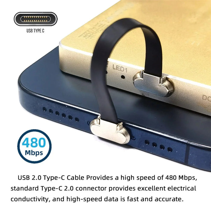 UC-170-0.07M 75mm Angled USB-C to USB-C Ultra Slim Flat USB2.0 Data Cable 65W Fast Charge Cord for Laptop Tablet Phone - 4