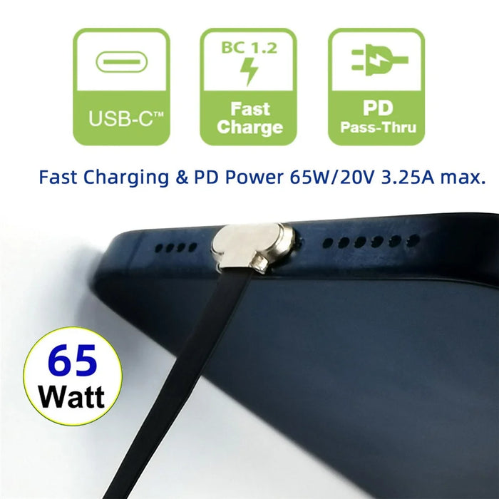 UC-170-0.07M 75mm Angled USB-C to USB-C Ultra Slim Flat USB2.0 Data Cable 65W Fast Charge Cord for Laptop Tablet Phone - 6