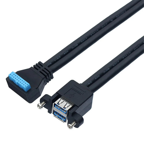 0.5m Double-Layer USB3.0 Connector with Fixed Screw Hole to 20 Pin Elbow Extension Cable - 1