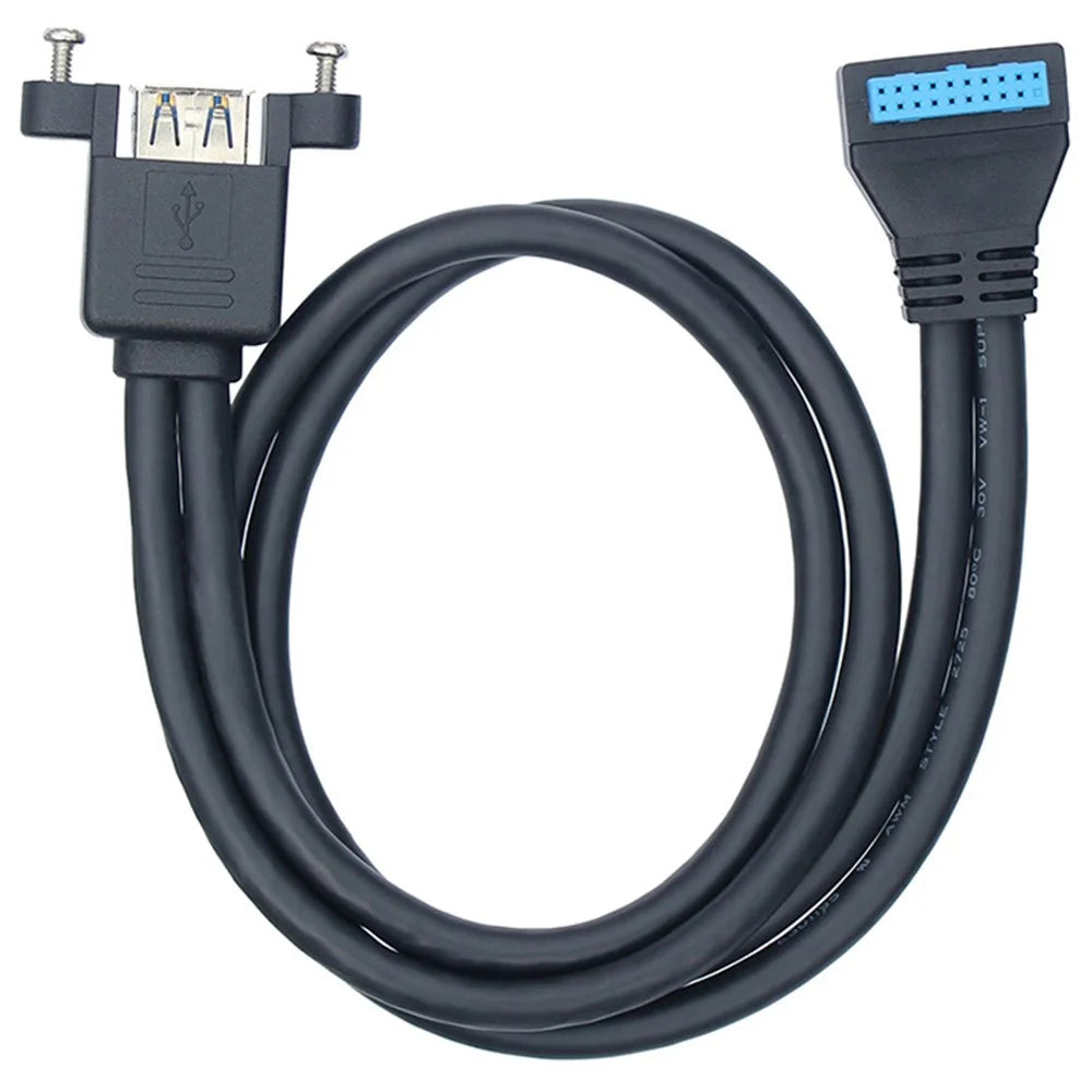 0.5m Double-Layer USB3.0 Connector with Fixed Screw Hole to 20 Pin Elbow Extension Cable - 2