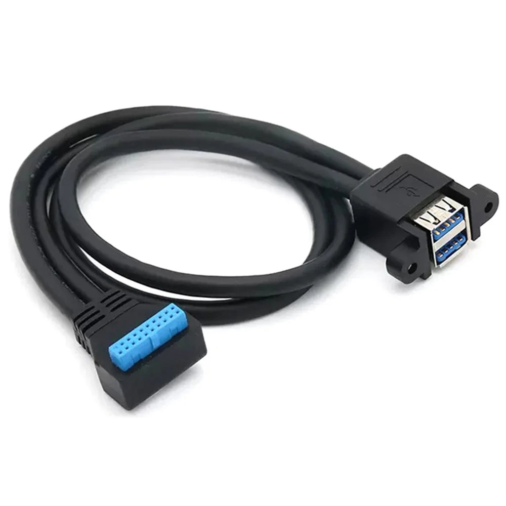 0.5m Double-Layer USB3.0 Connector with Fixed Screw Hole to 20 Pin Elbow Extension Cable - 3
