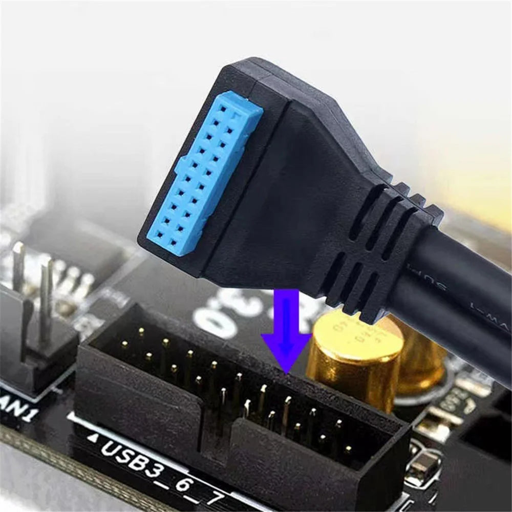 0.5m Double-Layer USB3.0 Connector with Fixed Screw Hole to 20 Pin Elbow Extension Cable - 4