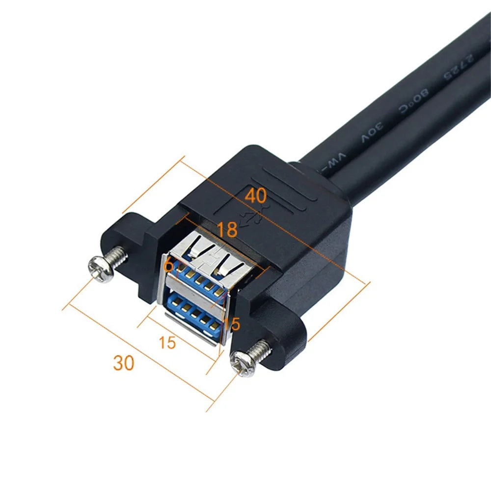 0.5m Double-Layer USB3.0 Connector with Fixed Screw Hole to 20 Pin Elbow Extension Cable - 5