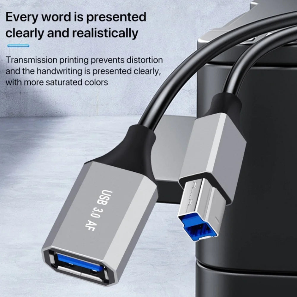 0.5m Type-C 3.1 to USB 3.0 Male Square Port Data Transmission Extension Cable for Printer - 3