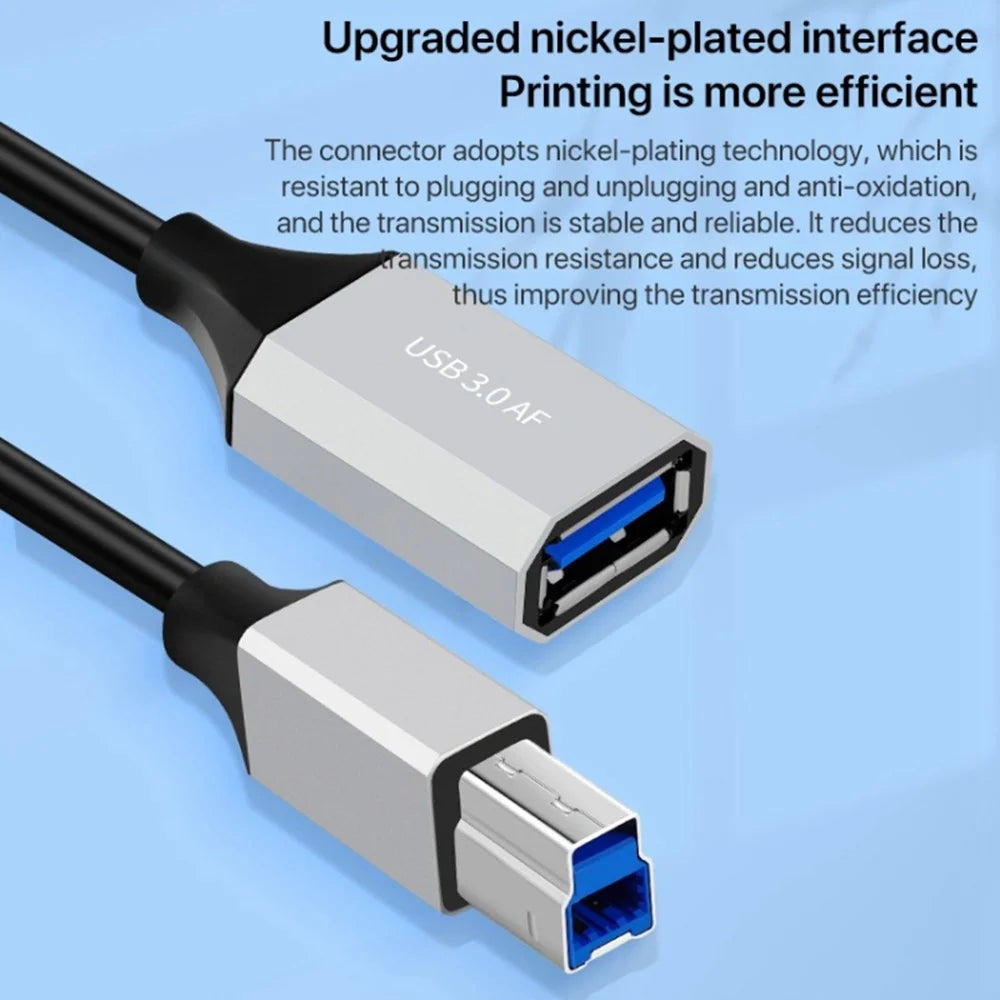 0.5m Type-C 3.1 to USB 3.0 Male Square Port Data Transmission Extension Cable for Printer - 4