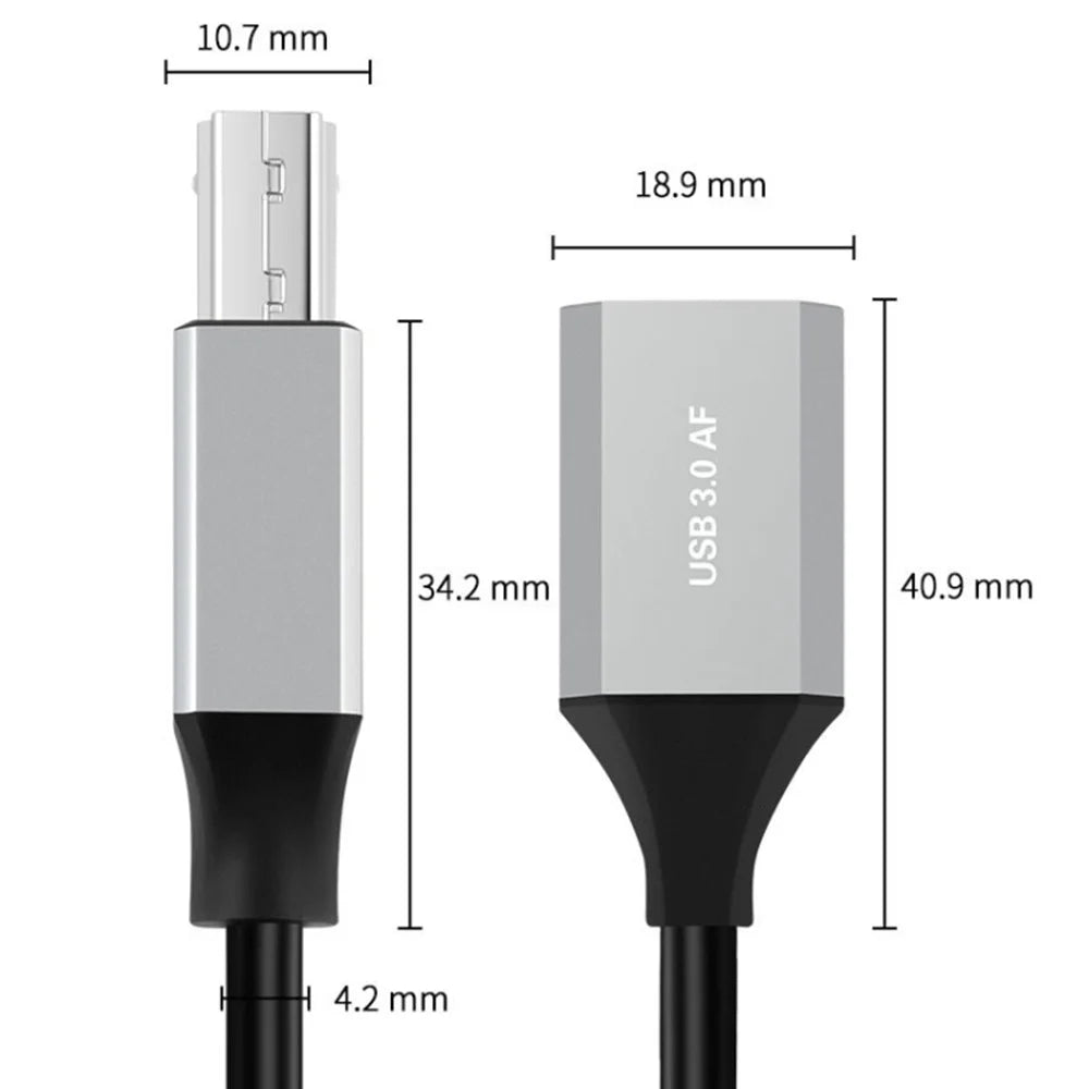 0.5m Type-C 3.1 to USB 3.0 Male Square Port Data Transmission Extension Cable for Printer - 7