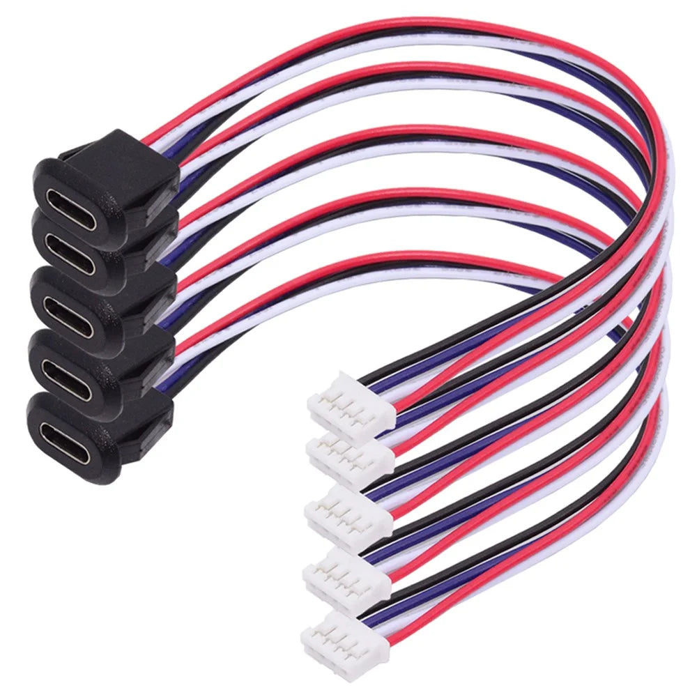 CN-025-4P 5Pcs / Set DIY OEM Type C Female Socket to 4 Pin Header Cable Pitch 2.0mm Latch Mount Type DC 5V / 20V PD Power - 1