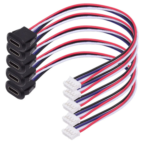 CN-025-4P 5Pcs / Set DIY OEM Type C Female Socket to 4 Pin Header Cable Pitch 2.0mm Latch Mount Type DC 5V / 20V PD Power - 1