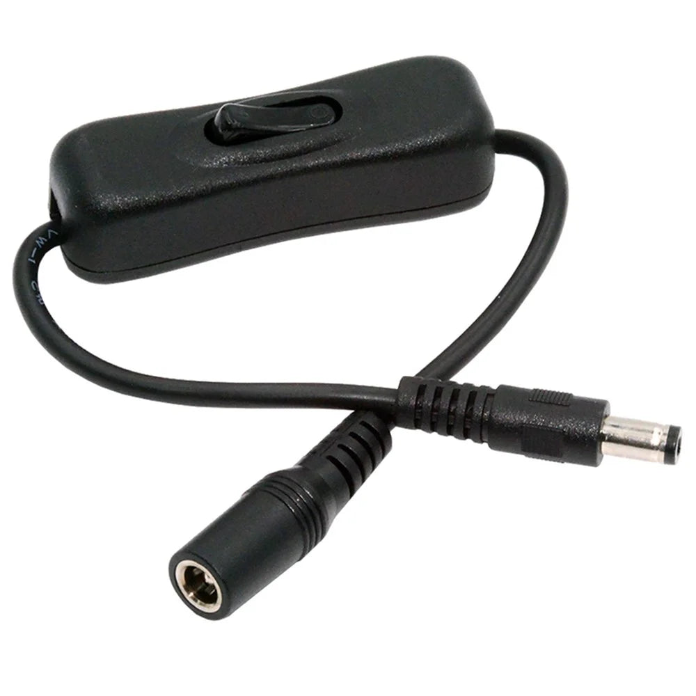 PW-012-DC DC Cable with On / Off Power Switch Button DC 5.5x2.1mm Male to Female for DC 5V Desk Lamp Fan Camera - 1