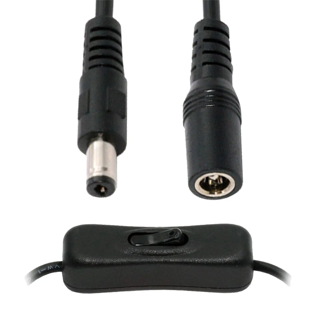 PW-012-DC DC Cable with On / Off Power Switch Button DC 5.5x2.1mm Male to Female for DC 5V Desk Lamp Fan Camera - 2