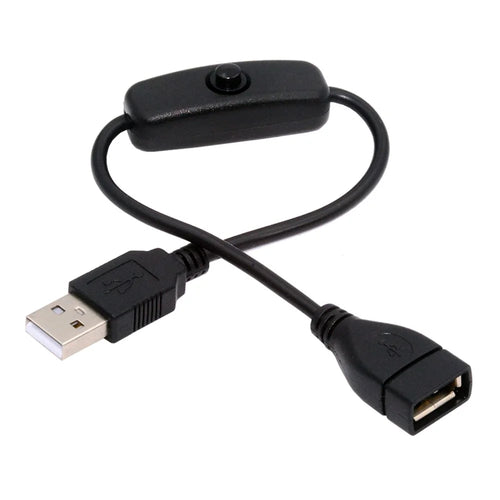 PW-012-AM USB2.0 Cable with On Off Power Switch Button USB Type-A Male to Female for DC 5V Desk Lamp Fan Camera - 1