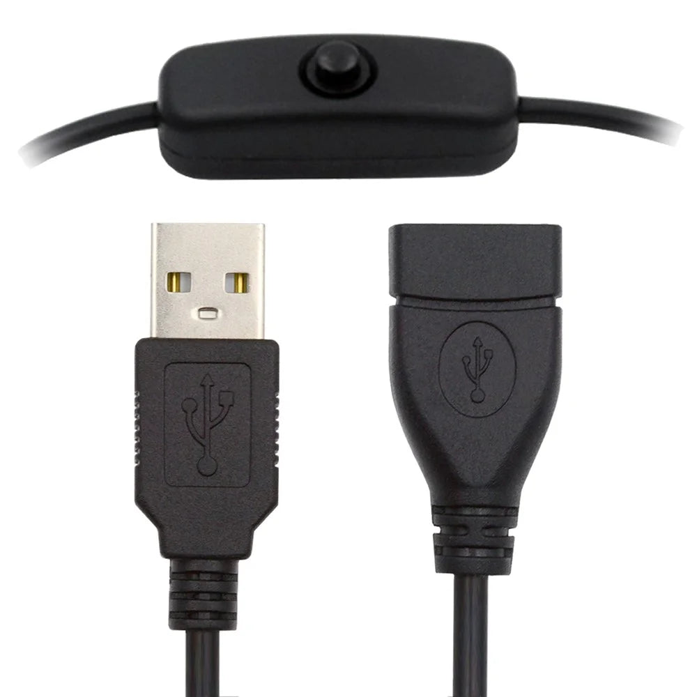 PW-012-AM USB2.0 Cable with On Off Power Switch Button USB Type-A Male to Female for DC 5V Desk Lamp Fan Camera - 2