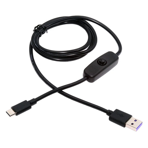PW-015-TC 1m Type-C Male to USB-A Male USB2.0 Cable with On / Off Power Switch Button for DC5V Desk Lamp Fan Camera - 1