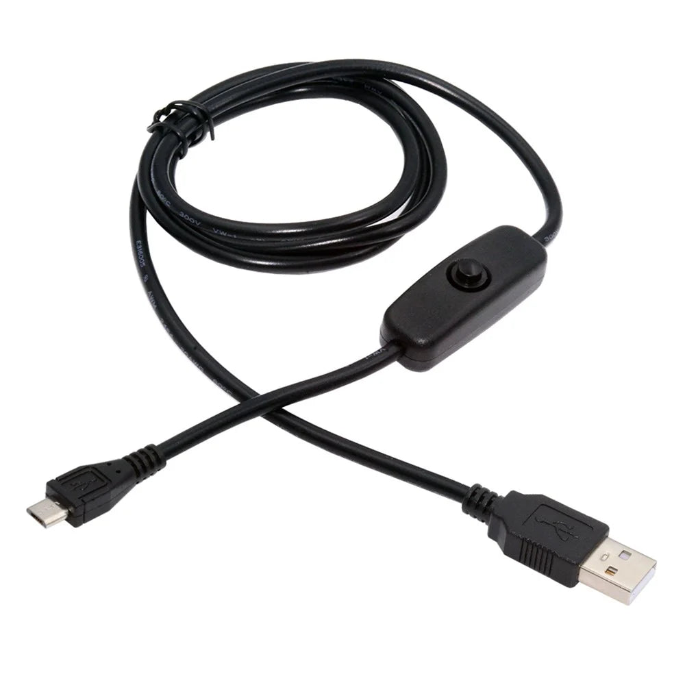 PW-015-MM 1.5m Micro USB Male to USB-A Male Cable with Power On / Off Button for DC5V Desk Lamp Fan Camera - 1