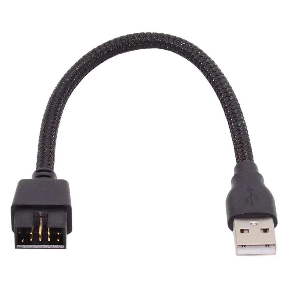 U2-076 Single USB 2.0 Male Type-A to Motherboard 9Pin 10Pin Male Header Cable with Sleeve 20cm - 1